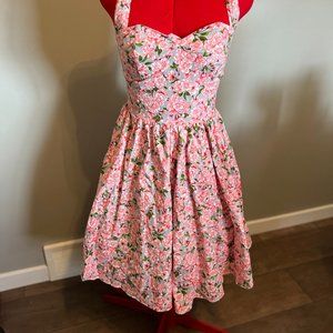 Bernie Dexter Pink Flower Halter Dress